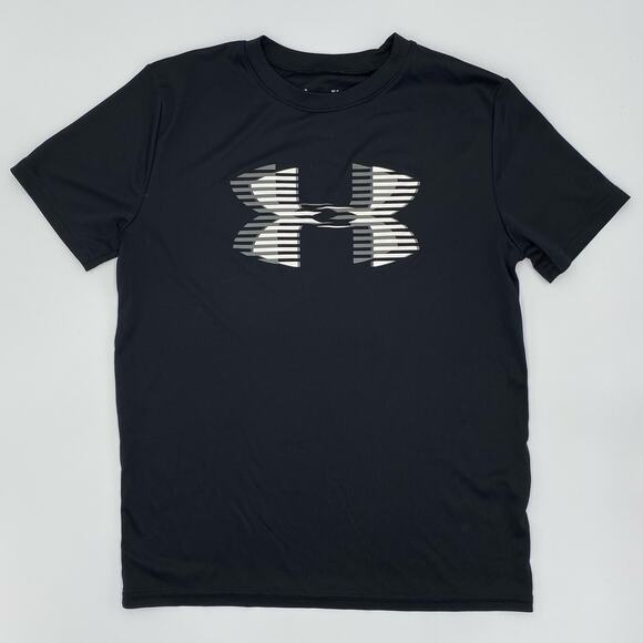 Under Armour Boy's Black Large Logo Short Sleeve Active Top Size L - Picture 1 of 9